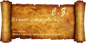 Cziner Zakariás névjegykártya